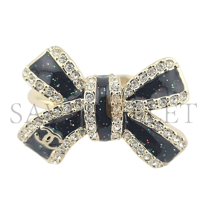 Ch**el cc bow gold black ring abg411